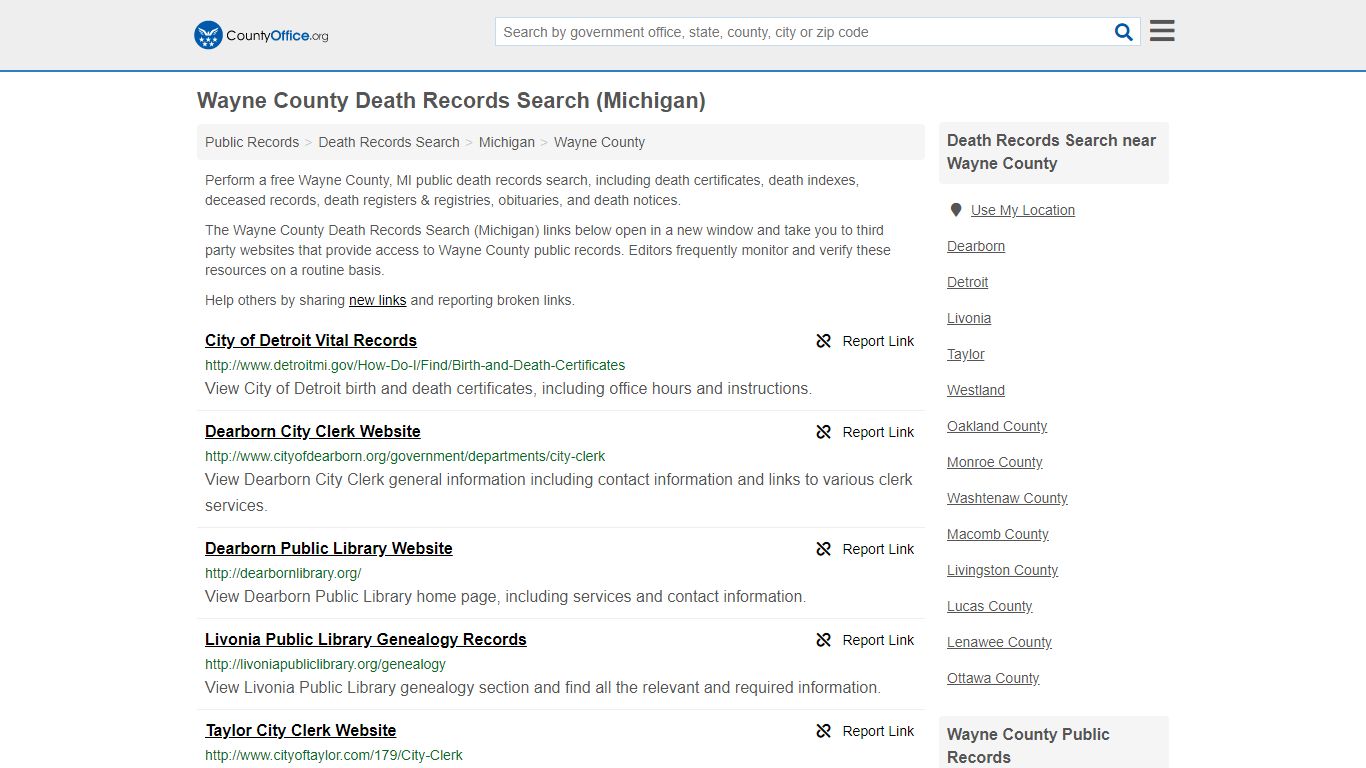 Death Records Search - Wayne County, MI (Death ...